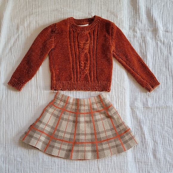 Cute Fall Winter Set Matching Skirt And Sweater For Baby Girl. - Picture 3 of 6